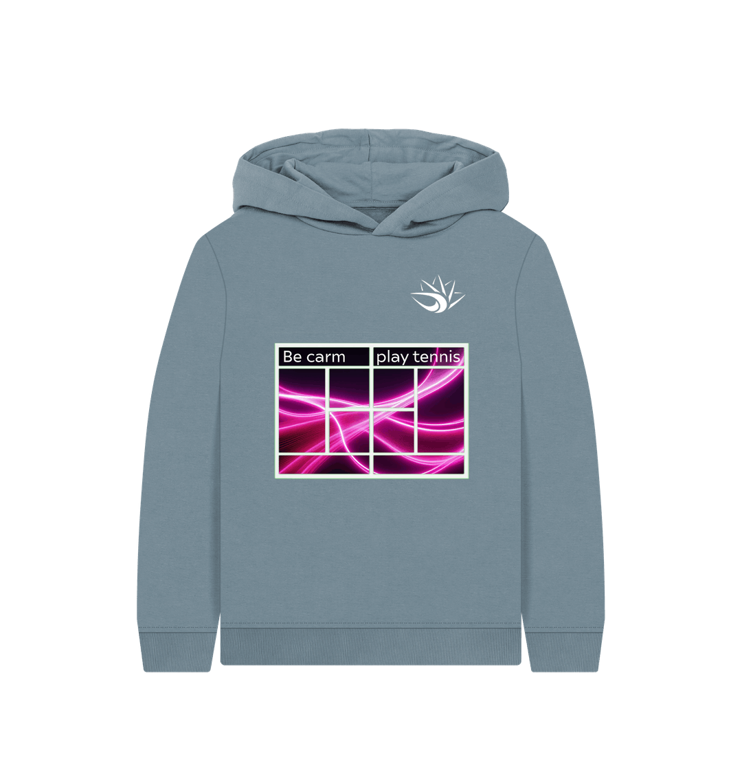 Stone Blue Printed Kids Hoodie