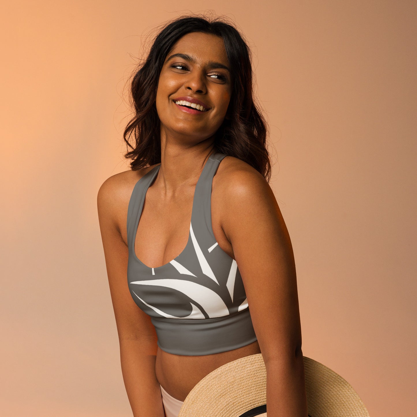 Carm Print Sports Bra Grey