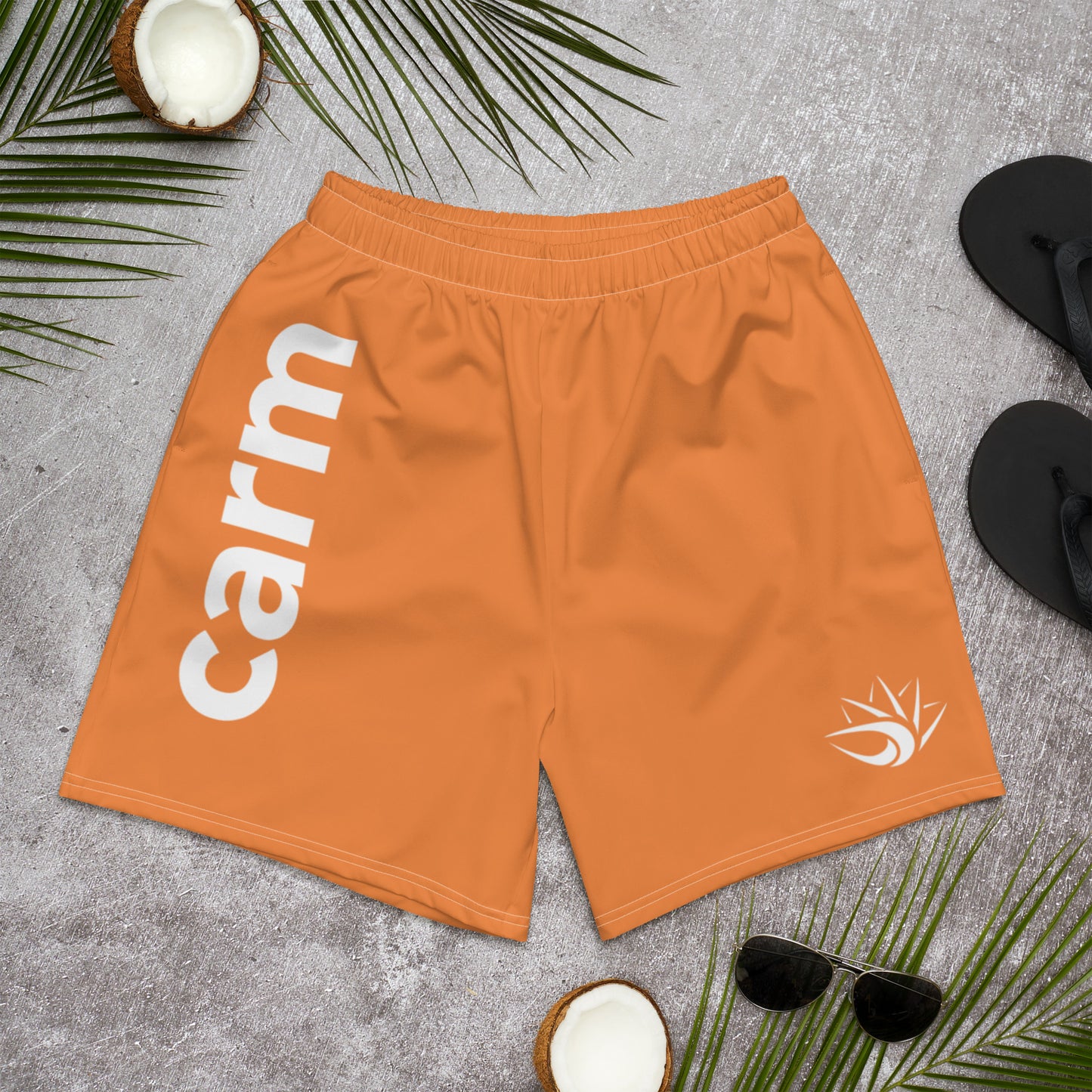 Carm Print Athletic Shorts Orange